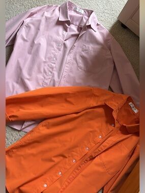 storets bundle of 2 button down oversized shirts pink and orange small / medium